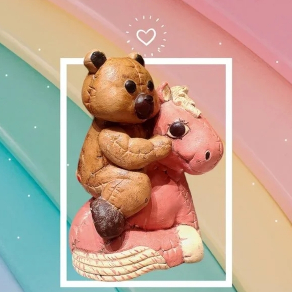 Teddy Bear on Pony Figurine Coin Saver - Picture 3 of 5